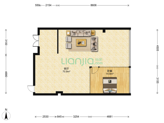 北部湾财经中心中央商务区CBD西 1室1厅0卫 111平方