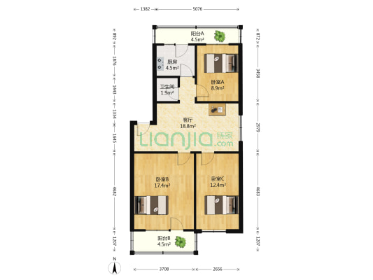 森警小区 3室1厅1卫 92平方