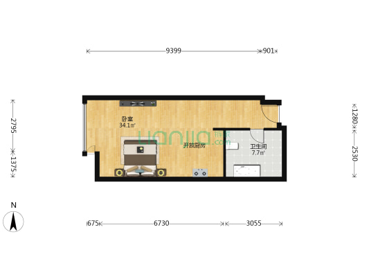 新世界名汇 1室0厅1卫 67平方