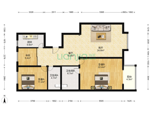 畅椿阁 3室2厅2卫 138平方