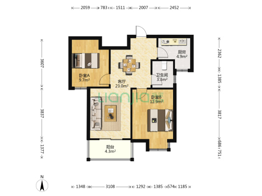 合丰花苑 2室1厅1卫 81平方