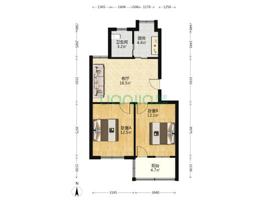安石路公交宿舍 2室1厅1卫 67平方