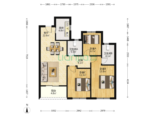 融创云辰富源里 3室1厅2卫 99平方