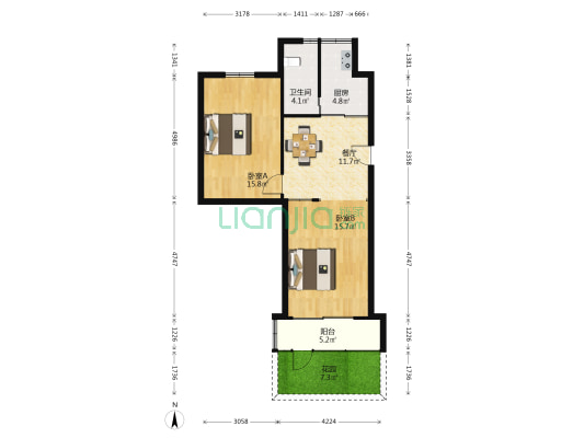 白下路185号 2室1厅1卫 67平方