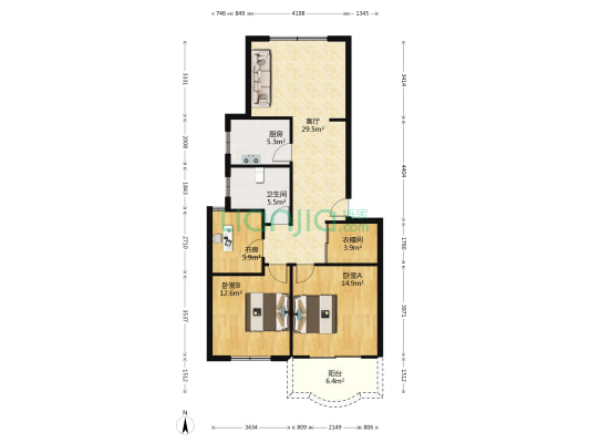 大豪公寓 3室1厅1卫 98平方