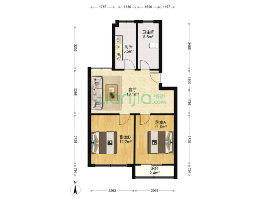 清拖生活院 2室1厅1卫 73平方