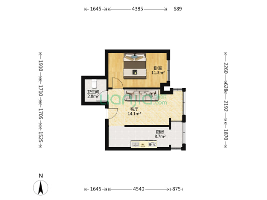 标记大厦 1室1厅1卫 50平方