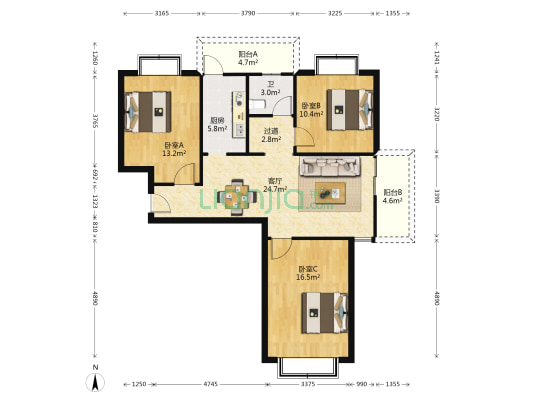益晖新苑 3室1厅1卫 110平方