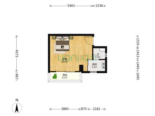 理想明岸坊 1室0厅1卫 40平方