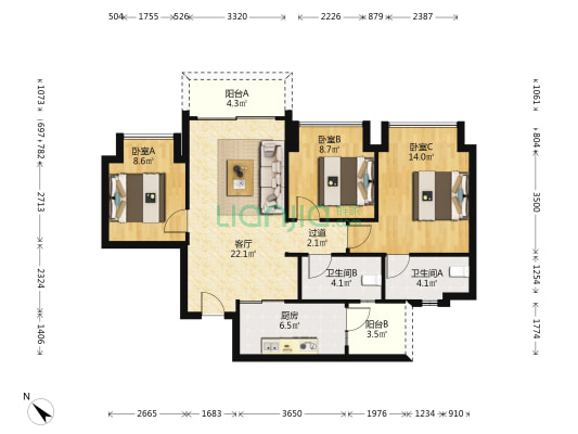 江山云出云晴 3室1厅2卫 93平方