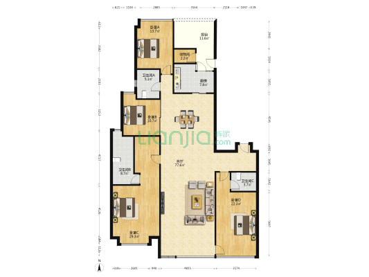 天銮 4室1厅3卫 244平方