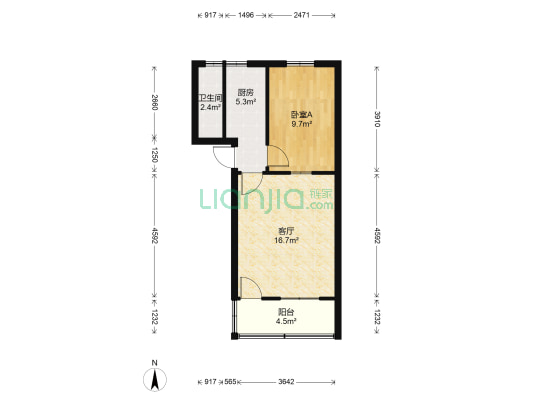 石化一村南区 1室1厅1卫 48平方