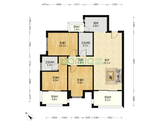 品润金樽府 3室1厅2卫 101平方