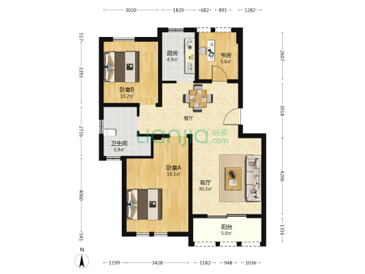 世纪嘉城五期 3室1厅1卫 96平方