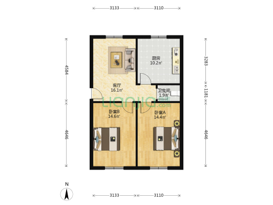 六谷庄8号院 2室1厅1卫 69平方