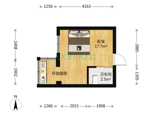 华泰世纪新城一期南区 1室0厅1卫 27平方