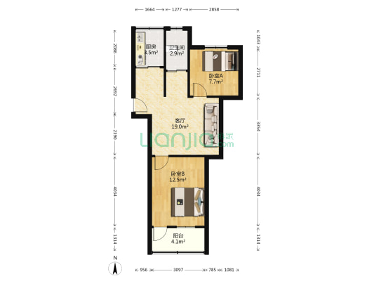 工农街小区 2室1厅1卫 55平方
