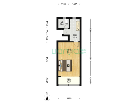 闻喜小区 1室0厅1卫 36平方