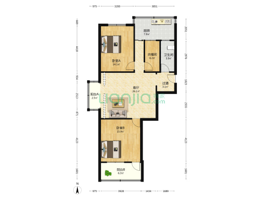 文化东路57号 2室1厅1卫 99平方