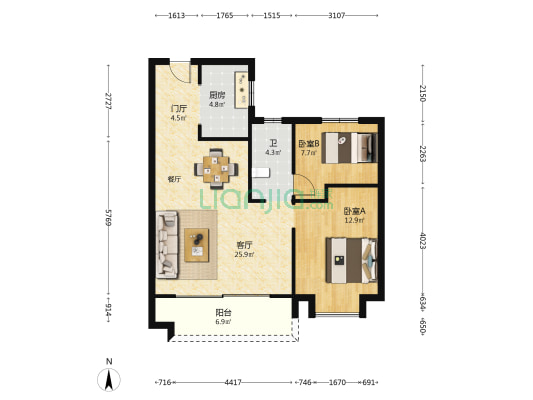 公园星著·天荟 2室1厅1卫 85平方