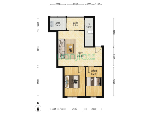 玉琳路91号 2室1厅1卫 67平方