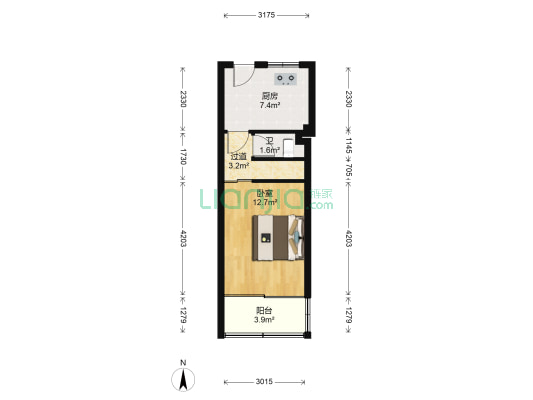 马鞍池西路181号 1室0厅1卫 33平方