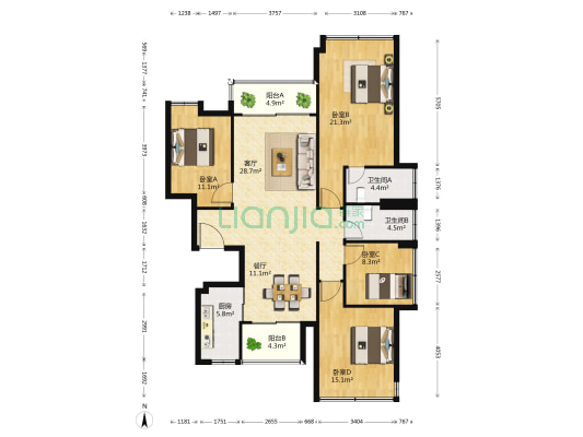 时代云来 4室2厅2卫 141平方