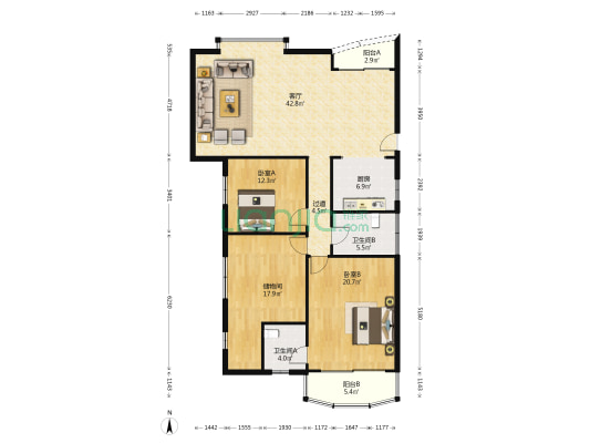 康怡阁 2室1厅2卫 130平方