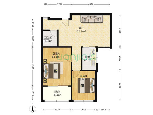 华润橡树湾一期 2室1厅1卫 79平方