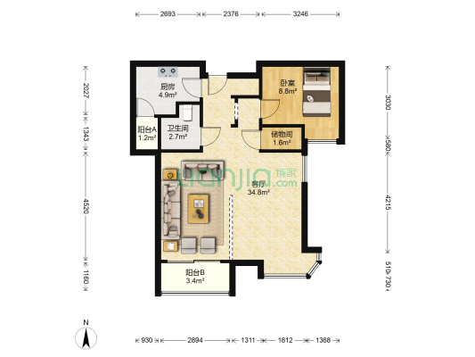 温州碧桂园 1室1厅1卫 86平方