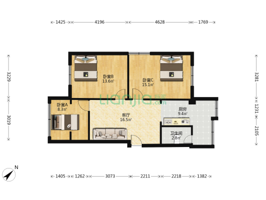 兴蓉南三巷9号 3室1厅1卫 68平方