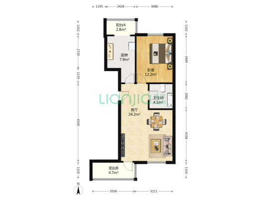 澜花语岸 1室1厅1卫 75平方