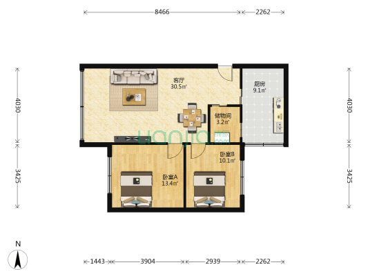 龚西合力大院 2室1厅0卫 83平方