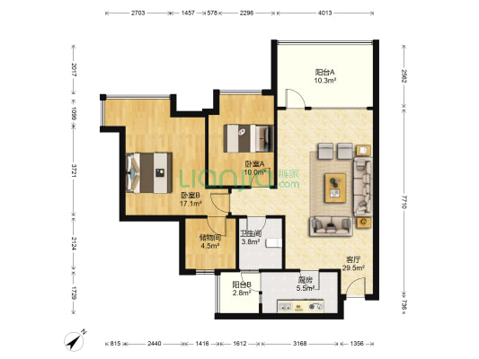 汇融云庭 2室1厅1卫 80平方