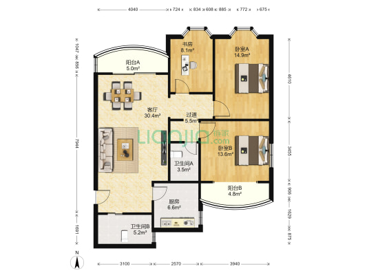 精文苑 3室1厅2卫 120平方