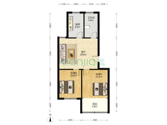 欧韵绿洲 2室1厅1卫 78平方