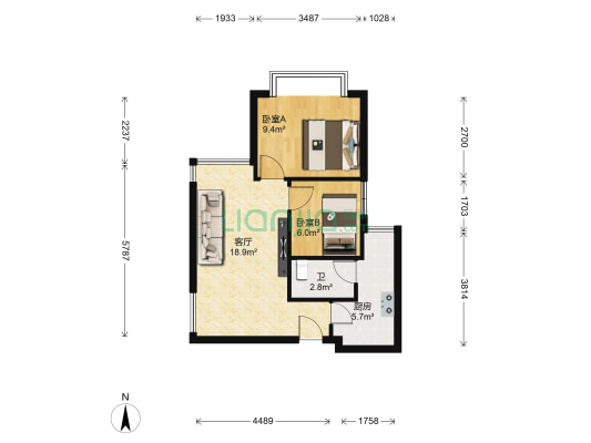 中天甜蜜小镇6组团 2室1厅1卫 60平方