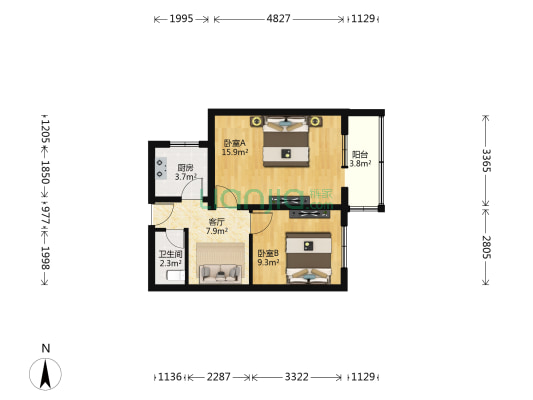 成寿寺路 2室1厅1卫 55平方
