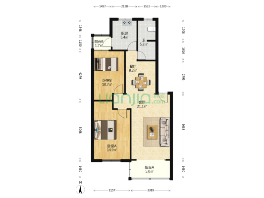 益农二街18号院 2室2厅1卫 89平方