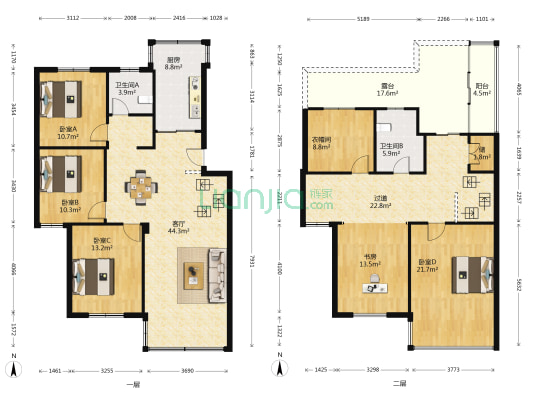 南都花城月季苑 5室1厅2卫 147平方