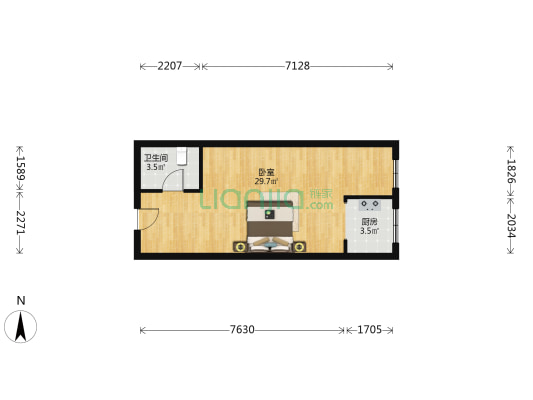 瑞雪华庭 1室0厅1卫 51平方