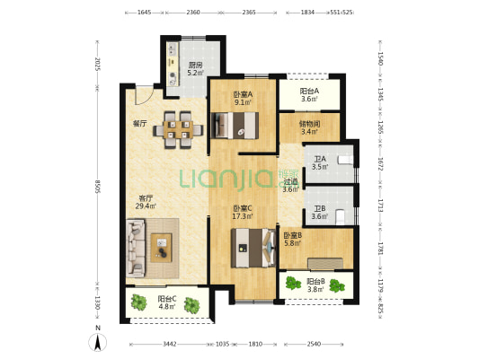世茂茂悦府 3室1厅2卫 118平方
