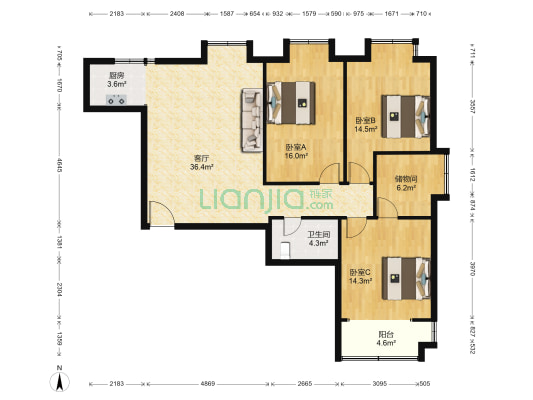 银都商业广场 3室1厅1卫 127平方