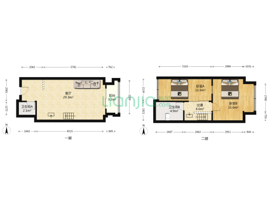 星港城 2室1厅2卫 56平方