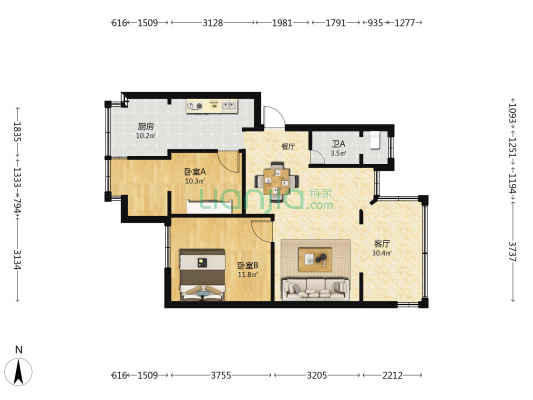 瓦仓庄6号 2室1厅1卫 58平方