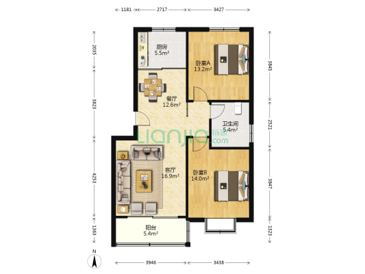 易居苑 2室2厅1卫 96平方