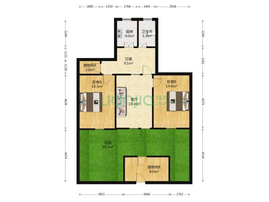 长江中路330号 2室1厅1卫 82平方
