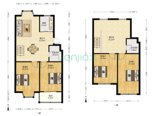 晨曦园 4室2厅2卫 154平方