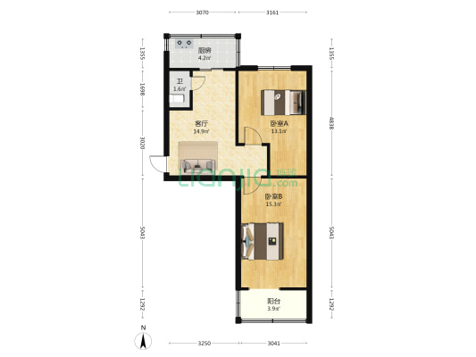 市建一公司 2室1厅1卫 62平方