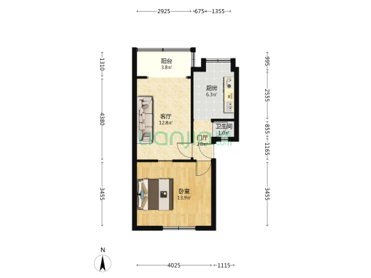 桂花巷60号 1室1厅1卫 48平方